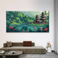Tropical Jungle Temple Wall Art Canvas Office Home Room Framed 120x60cm