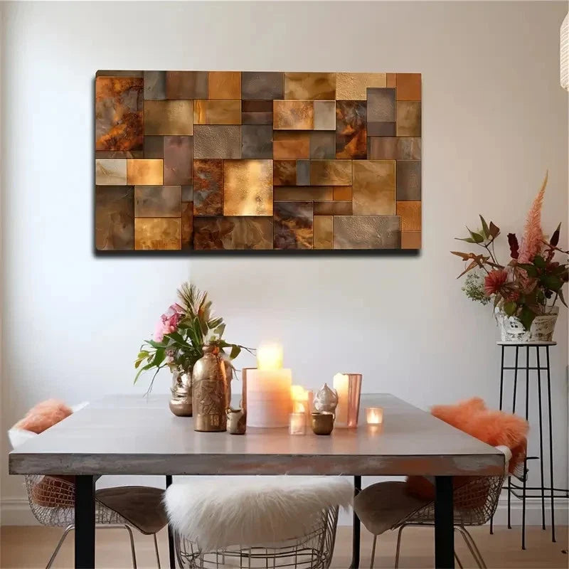 Abstract Square Collage Wall Art Canvas Office Home Room Framed 120x60cm