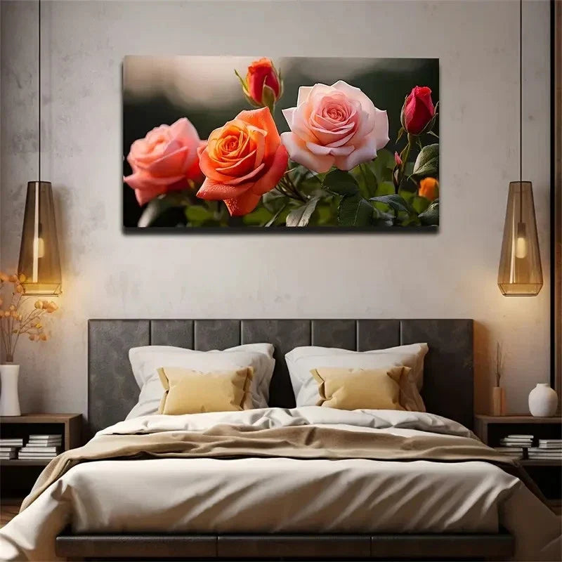 Roses Exquisite Design Wall Art Canvas Office Home Room Framed 80x45cm