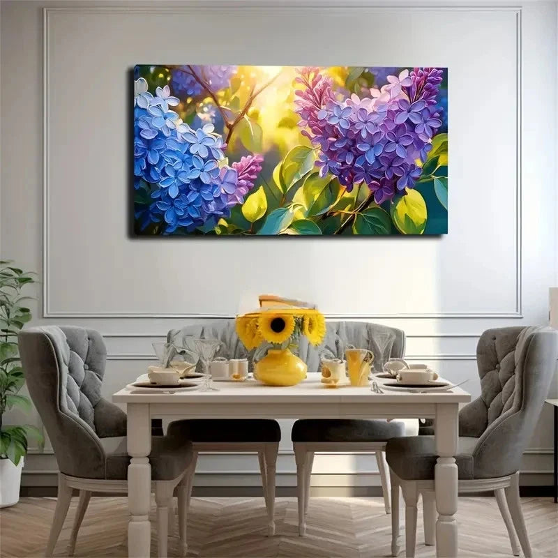 Blooming Hydrangea Long Wall Art Canvas Office Home Room Framed 120x60cm