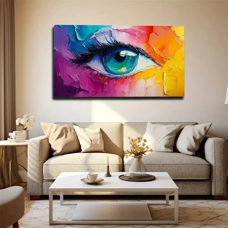 Eye With A Thick Paint Effect Wall Art Canvas Office Home Room Framed 120x60cm