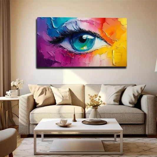 Eye With A Thick Paint Effect Wall Art Canvas Office Home Room Framed 120x60cm