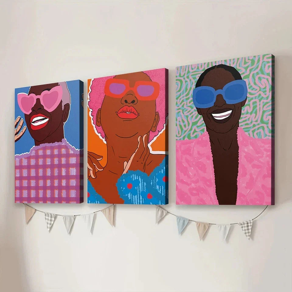 3pcs Charming People Elegant Ladies Sun Glass Wall Art Set Canvas Framed 40x60cm - High Quality Print 100% Australian Made Wall Canvas Ready to Hang