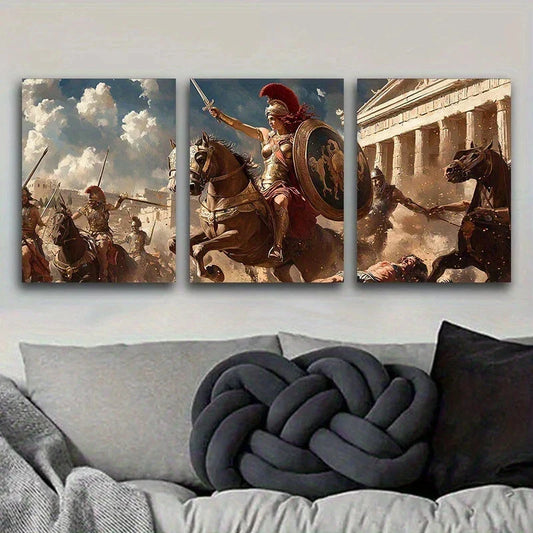 3pcs The Death of Red Lucious Battle Scene Metal Print Ready to Hang Art