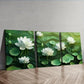 3pcs White Lotus Flower Wall Art Set Canvas Framed 40x60cm - High Quality Print 100% Australian Made Wall Canvas Ready to Hang
