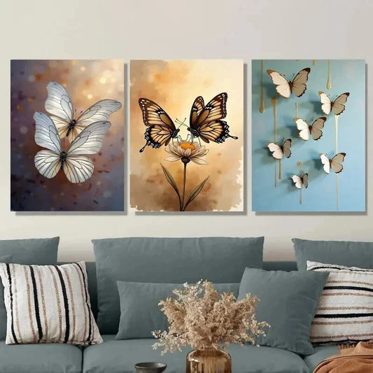 3pcs Dog Portraits & Dandelion Animals Wall Art Set Canvas Framed 40x60cm - High Quality Print 100% Australian Made Wall Canvas Ready to Hang