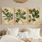 3pcs Green Leaves Antique Botanical Book Metal Print Ready to Hang Art