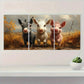 3pcs Farmhouse Animal Cow Donkey Pig Metal Print Ready to Hang Art