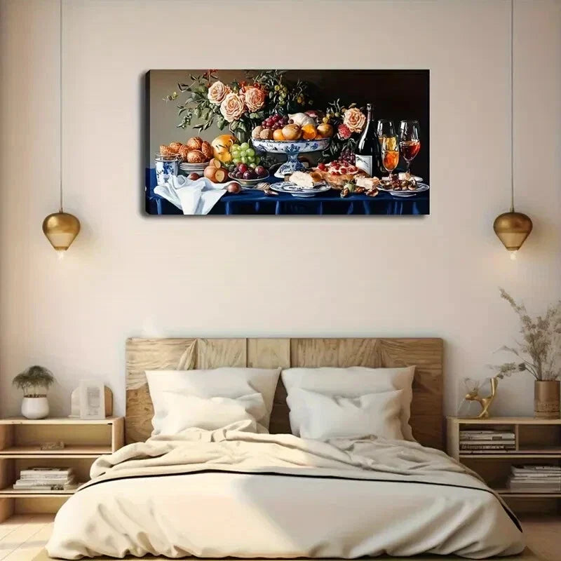 Still-Life with Vibrant Table Wall Art Canvas Office Home Room Framed 120x60cm
