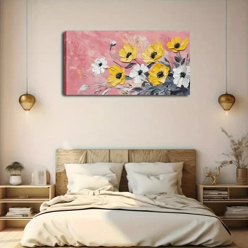 Abstract Watercolor Floral Wall Art Canvas Office Home Room Framed 120x60cm