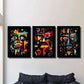 3pcs Geometric Human Face Illustration Wall Art Set Canvas Framed 40x60cm - High Quality Print 100% Australian Made Wall Canvas Ready to Hang