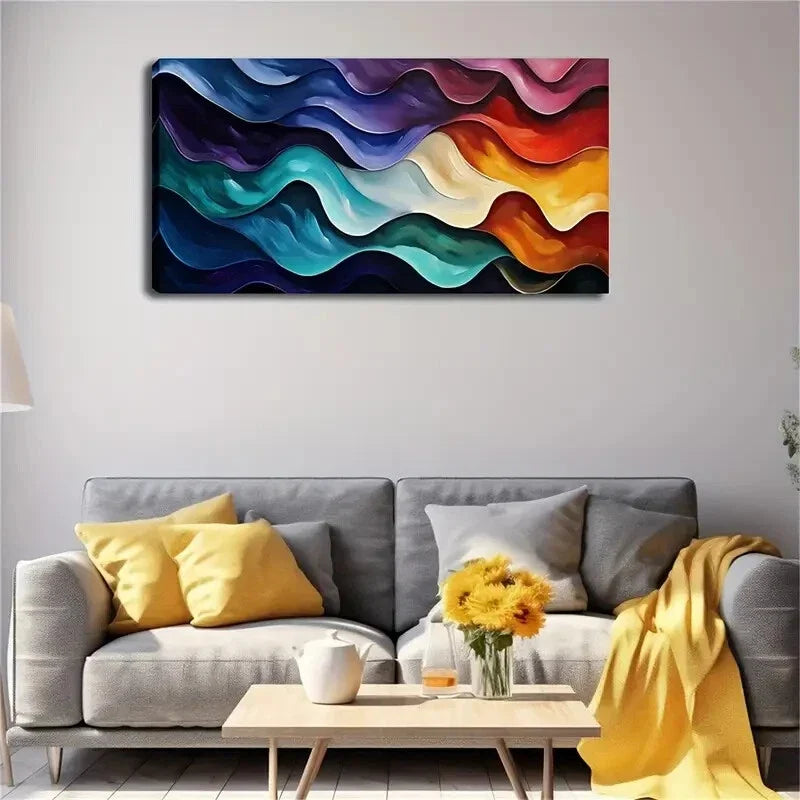 Presenting Wavy Colors Composed Wall Art Canvas Office Home Room Framed 120x60cm