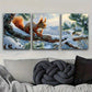 3pcs Snowy Squirrel On Branch Design Metal Print Ready to Hang Art
