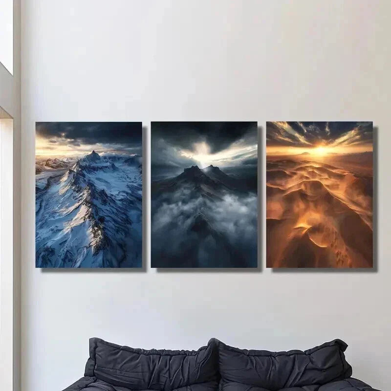 3pcs Mountains Desert Landscape Sand Dunes Wall Art Set Canvas Framed 40x60cm - High Quality Print 100% Australian Made Wall Canvas Ready to Hang