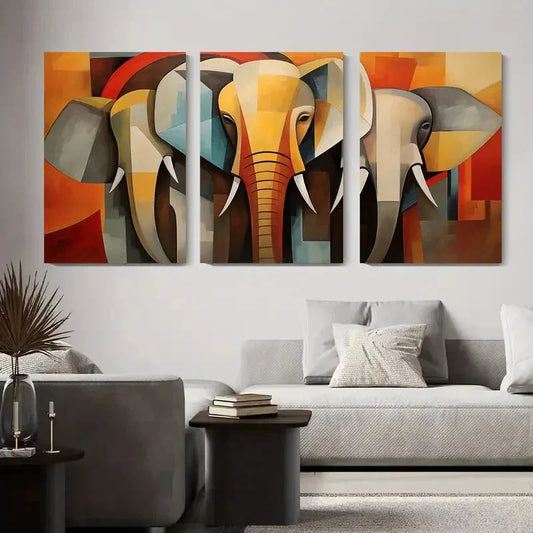 3pcs Bold Abstract Animal Art, Colorful Wildlife Metal Print Ready to Hang Art