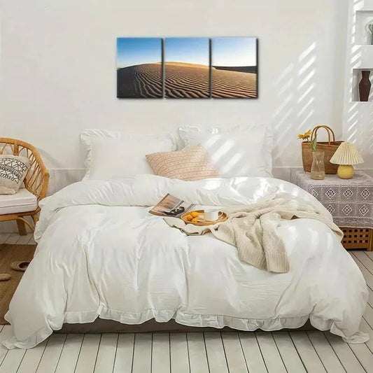 3pcs Desert Painting Blue Sky White Clouds Metal Print Ready to Hang Art