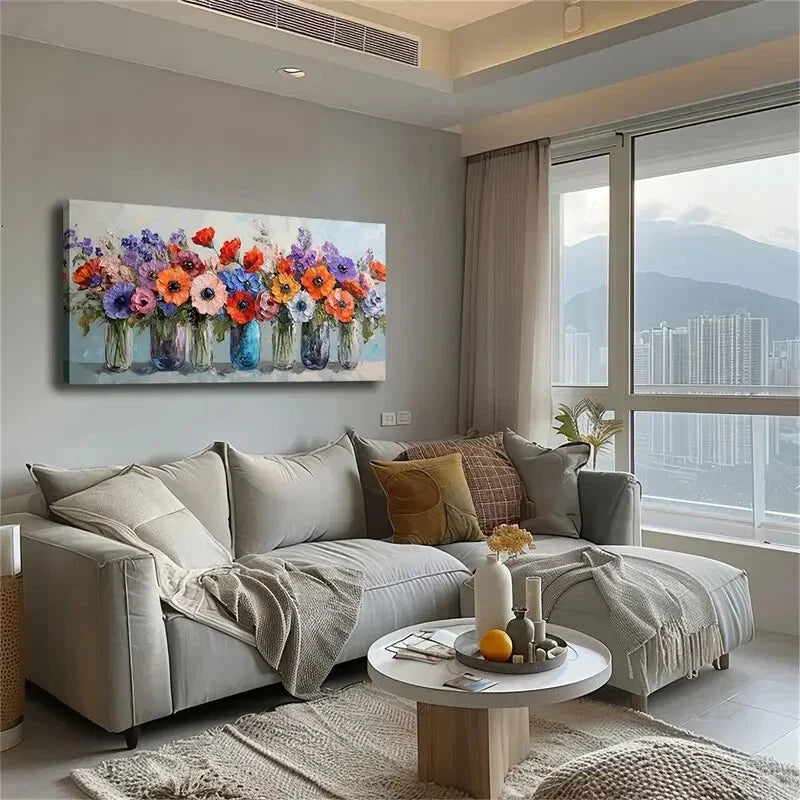 Multiple Transparent Glass Vase Wall Art Canvas Office Home Room Framed 120x60cm