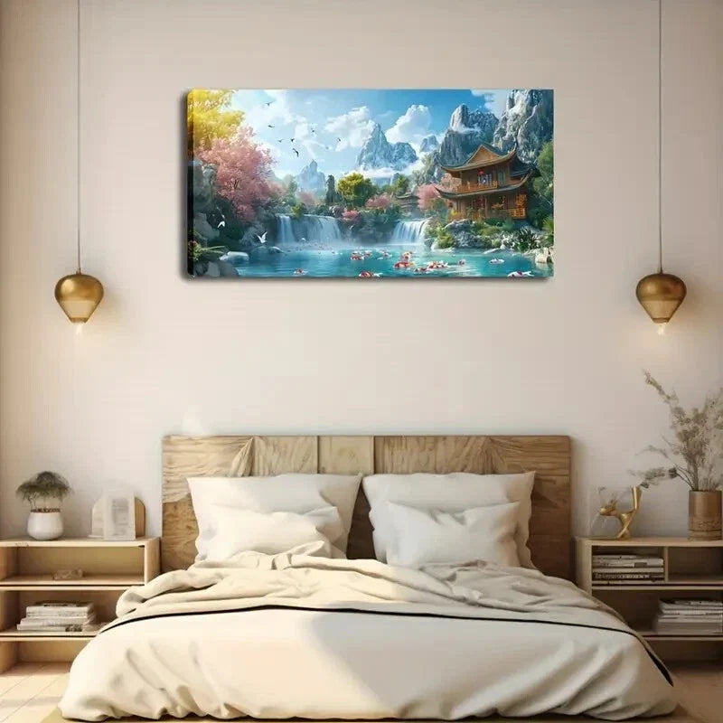 Deco Modern Minimalist Lands Wall Art Canvas Office Home Room Framed 120x60cm