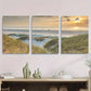 3pcs Tranquil Beach Sunset Sandy Dunes and Calm Metal Print Ready to Hang Art