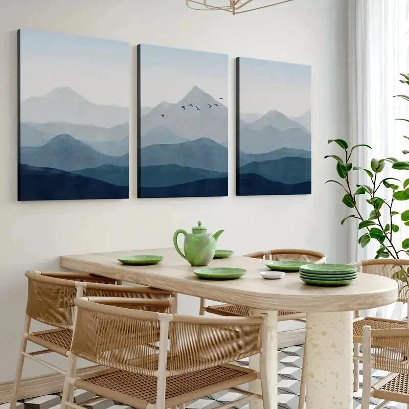 3pcs Abstract Nature Landscape Mountain Birds Wall Art Set Canvas Framed 40x60cm - High Quality Print 100% Australian Made Wall Canvas Ready to Hang