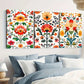 3pcs Floral Elegant Red Yellow & Orange Leaves Wall Art Set Canvas Framed 40x60cm - High Quality Print 100% Australian Made Wall Canvas Ready to Hang