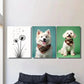3pcs Dog Portraits & Dandelion Modern Metal Print Ready to Hang Art