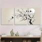 3pcs Serene Plum Blossom Branch with Swallow Metal Print Ready to Hang Art