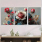3pcs Elegant Abstract Rose Floral Metal Print Ready to Hang Art