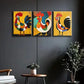 3pcs Abstract Rooster Colorful Perfect Wall Art Set Canvas Framed 40x60cm - High Quality Print 100% Australian Made Wall Canvas Ready to Hang