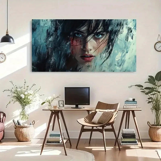 Mysterious Dramatic Blue Black Wall Art Canvas Office Home Room Framed 120x60cm
