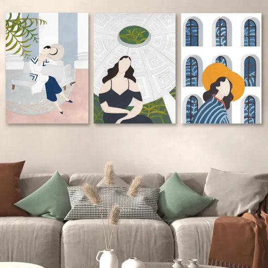 3pcs Abstract Fashion Theme Modern Figures Metal Print Ready to Hang Art