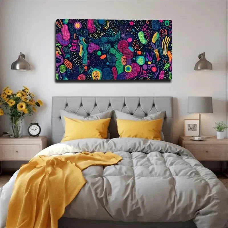 Vibrant Colorful Patterns Decor Wall Art Canvas Office Home Room Framed 120x60cm