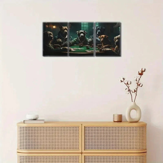 3pcs Playing Poker Poster, Animal Portrait Poster Metal Print Ready to Hang Art