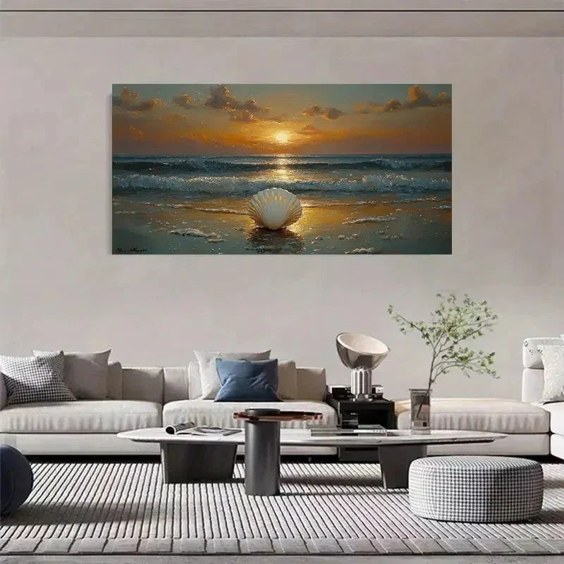 Beach Sunset Ocean Wave Wall Art Canvas Office Home Room Framed 120x60cm