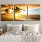 3pcs Vibrant Beach Coast Scenery Coconut Trees Metal Print Ready to Hang Art