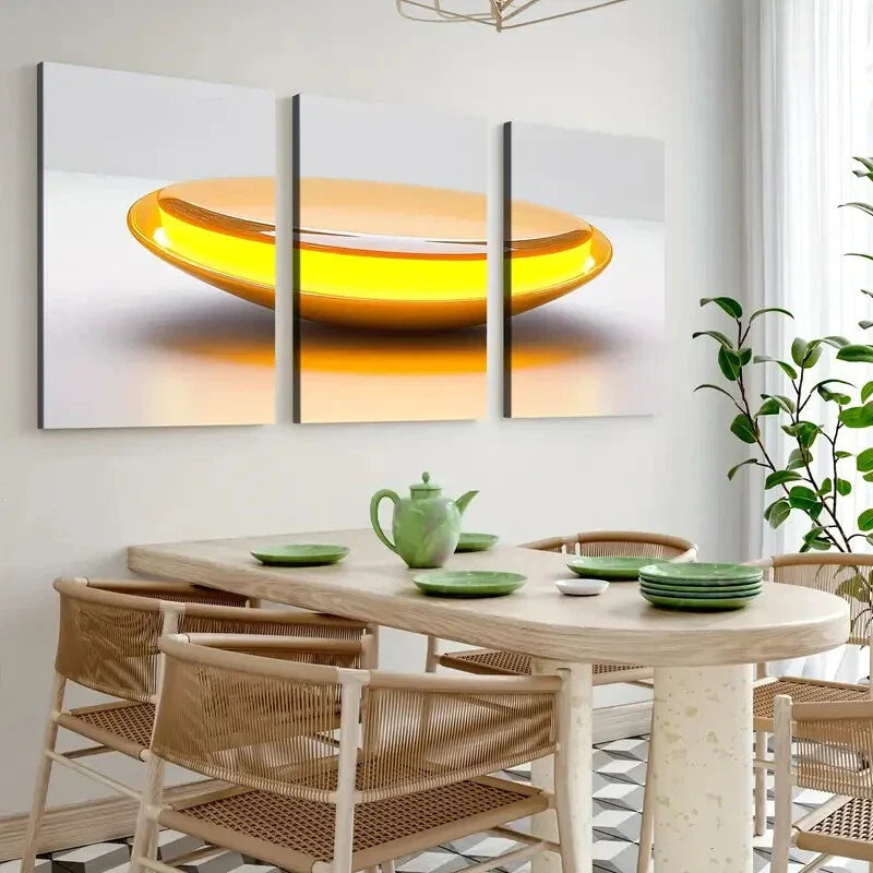 3pcs Abstract Geometric Stunning Yellow Boul Wall Art Set Canvas Framed 40x60cm - High Quality Print 100% Australian Made Wall Canvas Ready to Hang