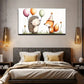 Whimsical Hedgehog & Fox Wall Art Canvas Office Home Room Framed 80x45cm