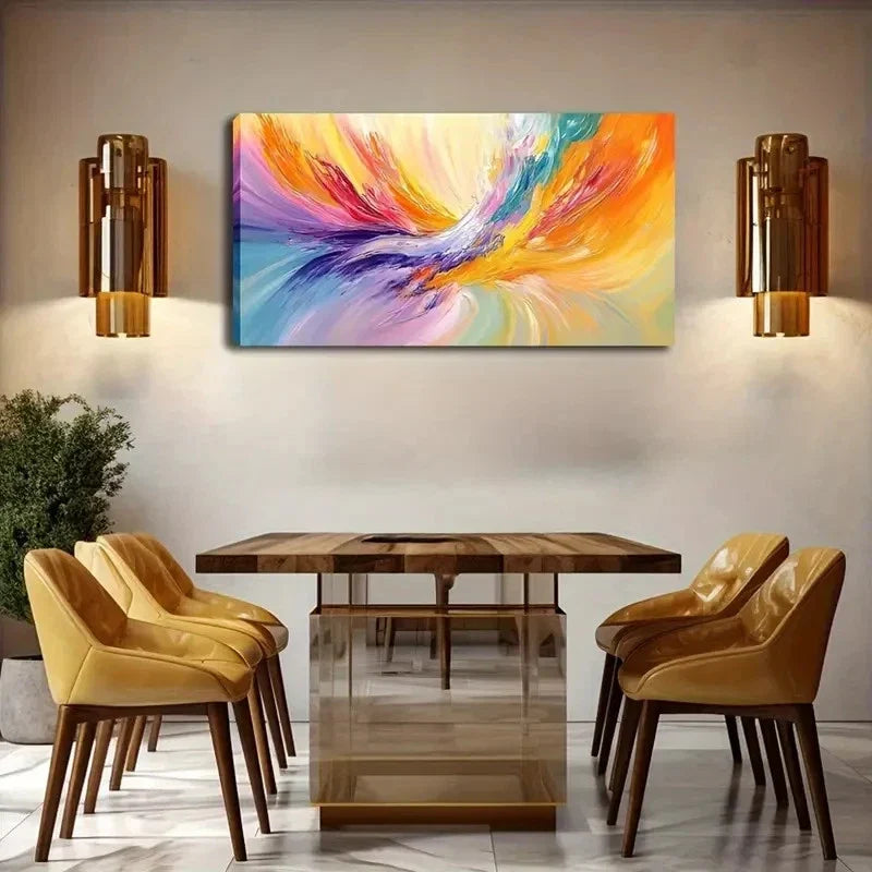 Vibrant Swirl Of Colors Wall Art Canvas Office Home Room Framed 120x60cm