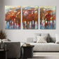 3pcs Abstract Landscape Earth Tones & Soft Metal Print Ready to Hang Art