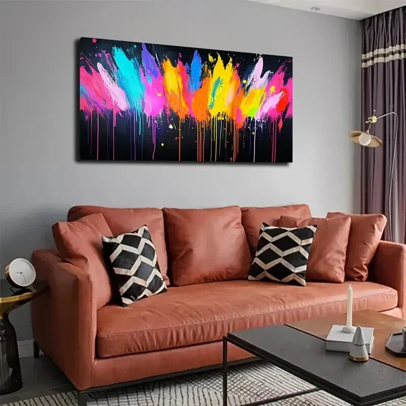 Colorful Pigments Are Presented Art Canvas Office Home Room Framed 120x60cm