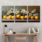 3pcs Floral & Lemon Vibrant White Flowers Metal Print Ready to Hang Art
