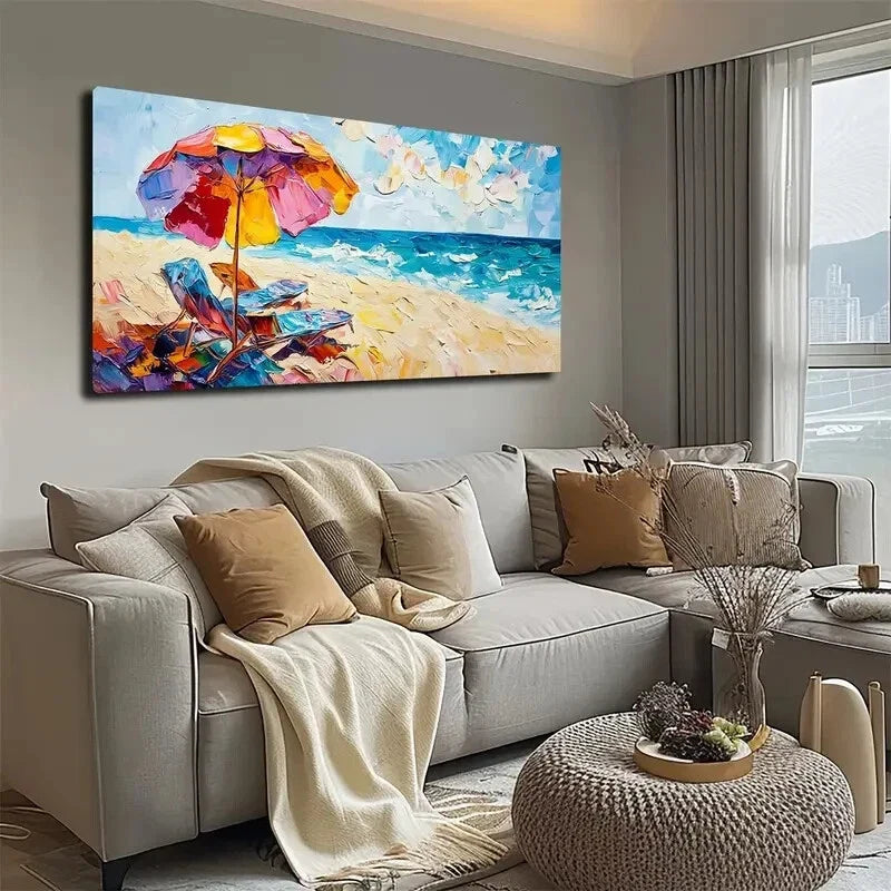 Blue Sea and Sky with Clouds Wall Art Canvas Office Home Room Framed 120x60cm
