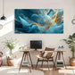 Floral Abstract Golden Ethereal Wall Art Canvas Office Home Room Framed 120x60cm