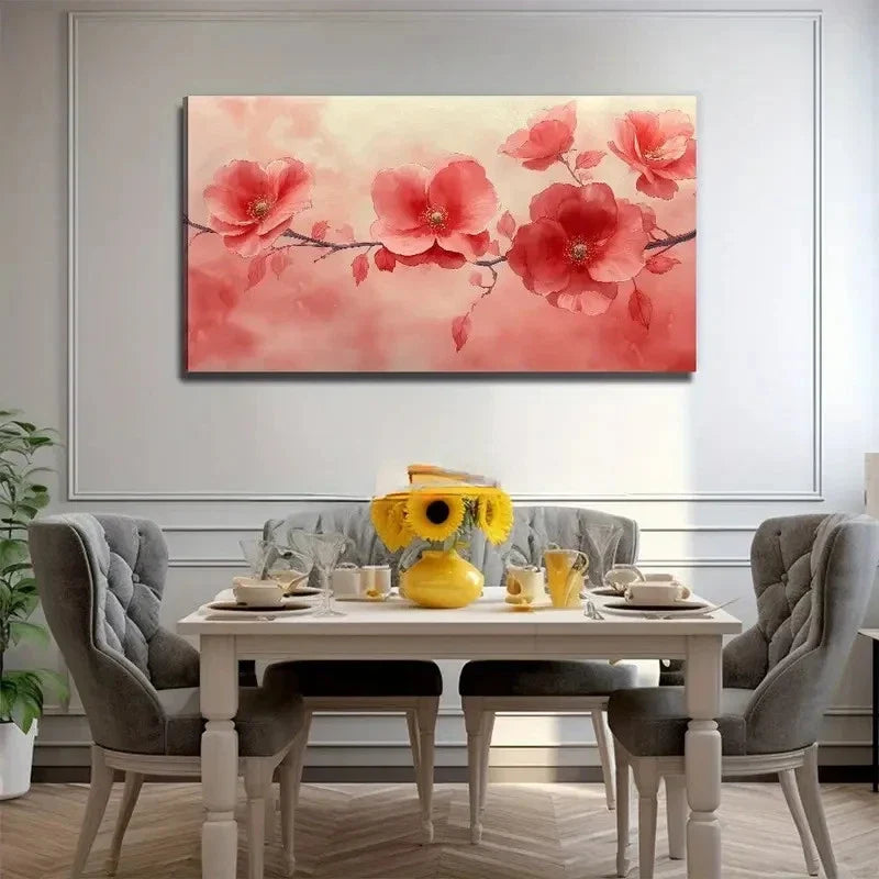 Vibrant Pink Flowers Wall Art Canvas Office Home Room Framed 80x45cm