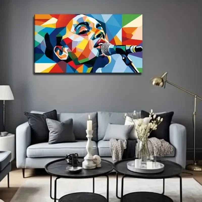 Singing Woman Suitable Wall Art Canvas Office Home Room Framed 80x45cm