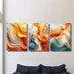 3pcs Orange and White Flowing Waves Wall Art Set Canvas Framed 40x60cm - High Quality Print 100% Australian Made Wall Canvas Ready to Hang