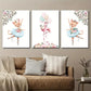 3pcs Kitten Ballet Pink Flamingo & Floral Design Wall Art Set Canvas Framed 40x60cm - High Quality Print 100% Australian Made Wall Canvas Ready to Hang