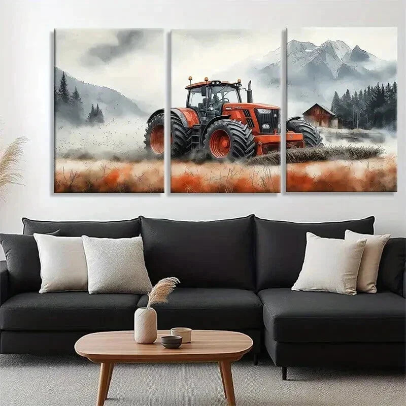 3pcs Farm Tractor Field Majestic Perfect Wall Art Set Canvas Framed 40x60cm - High Quality Print 100% Australian Made Wall Canvas Ready to Hang