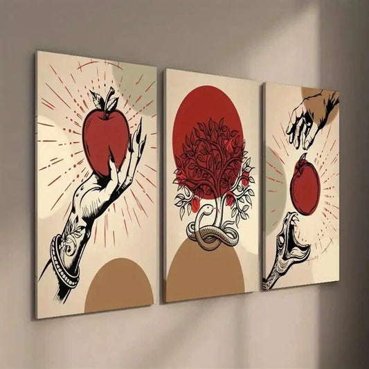 3pcs Abstract Plant and Tree Apple Tree Wall Art Set Canvas Framed 40x60cm - High Quality Print 100% Australian Made Wall Canvas Ready to Hang