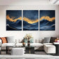 3pcs Golden Ocean Waves with Fiery Glow Perfect Wall Art Set Canvas Framed 40x60cm - High Quality Print 100% Australian Made Wall Canvas Ready to Hang